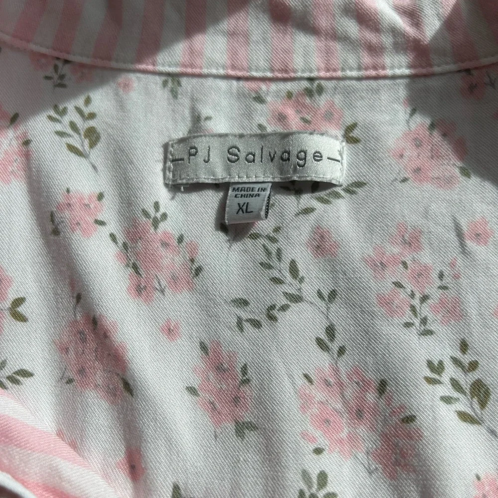 PJ Salvage Pink & White Striped Short Sleeve Pajama Set